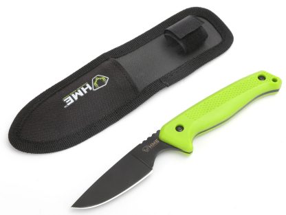HME KNFBCK Fixed Blade  2.50" Fixed Caper Plain Black Oxide 420HC SS Blade Green TPR Handle Includes Sheath