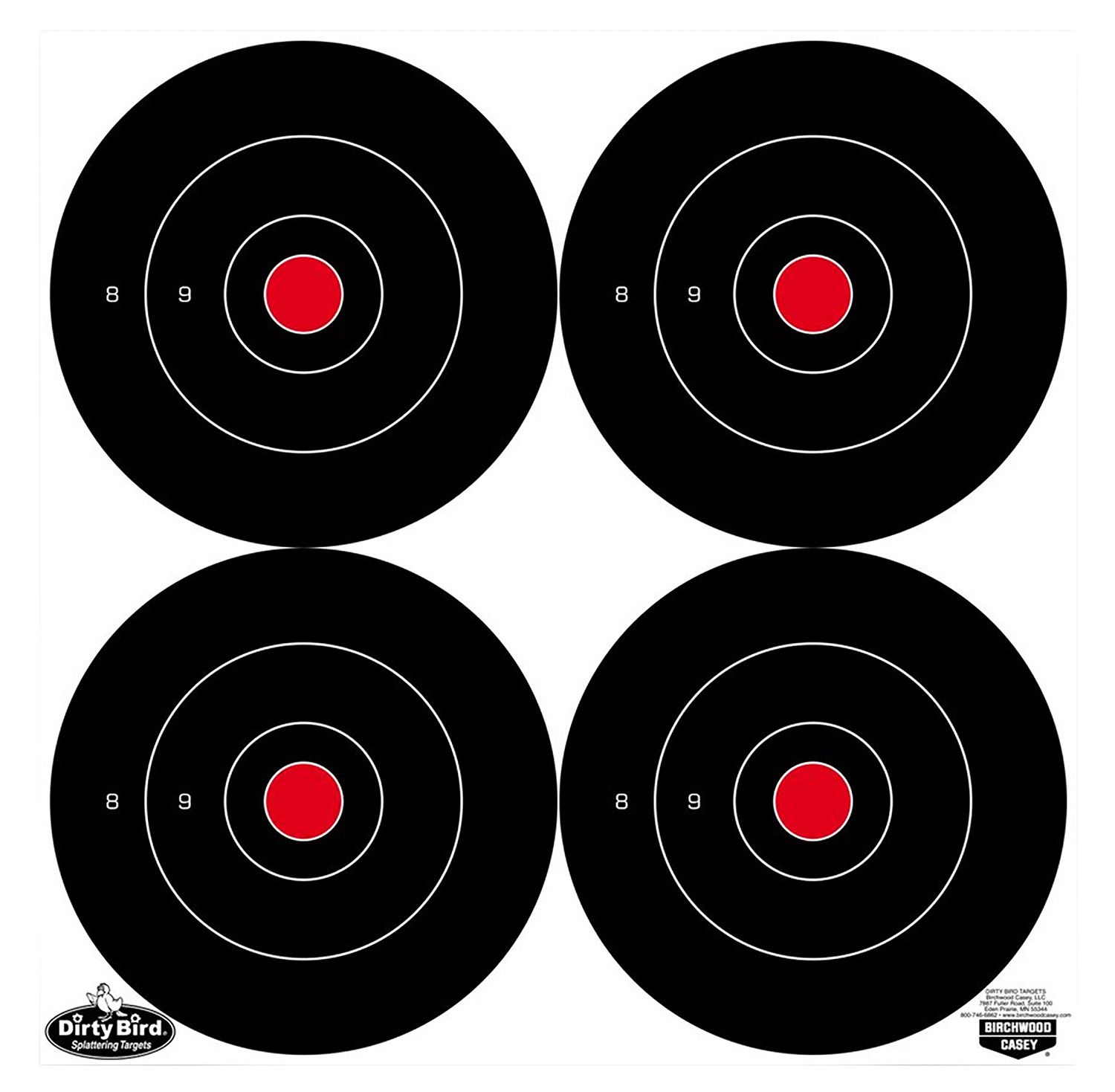 Birchwood Casey 35570 Dirty Bird 6" Bullseye Tagboard Hanging Black/White 100 Per Pkg