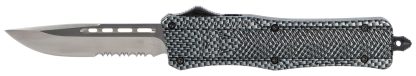 CobraTec Knives MSCFTK1MDS CTK-1  Medium 3" OTF Drop Point Part Serrated D2 Steel Blade/ Carbon Fiber Aluminum Handle Features Glass Breaker Includes Pocket Clip