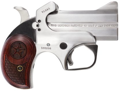 Bond Arms BATD Texas Original 357 Mag/38 Sp 2rd 3" Barrel, Stainless Metal Finish, Rosewood Grip, Blade Front/Fixed Rear Sights, Manual Safety