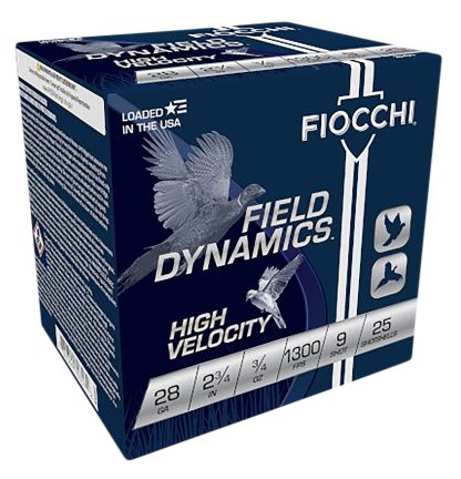 Fiocchi 28HV9 Field Dynamics High Velocity 28Gauge 2.75" 3/4oz 9Shot 25 Per Box/10 Case