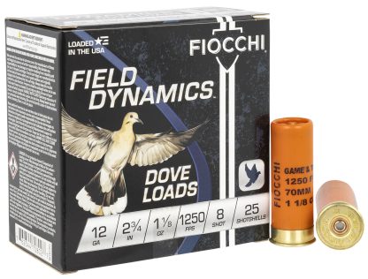 Fiocchi 12GTX188 Field Dynamics Dove & Quail 12Gauge 2.75" 1 1/8oz 8Shot 25 Per Box/10 Case