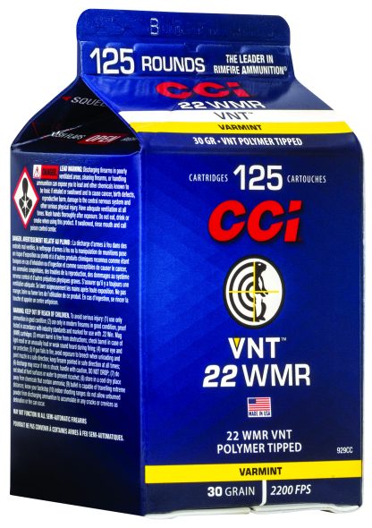 CCI 929CC VNT Rimfire 22WMR 30gr Varmint Tipped 125 Per Box/10 Case