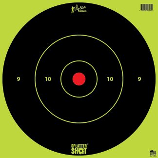 Pro-Shot 12BGREENTG12PK SplatterShot  12" Bullseye Hanging Heavy Paper Black/Red Impact Enhancement Yes White 12 PK