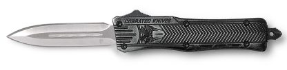 CobraTec Knives SSWCTK1SDAGNS CTK-1  Small 2.75" OTF Dagger Plain D2 Steel Blade/Stonewashed Aluminum Handle Features Glass Breaker Includes Pocket Clip