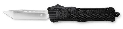CobraTec Knives LBCTK1LTNS CTK-1  Large 3.25" OTF Tanto Plain D2 Steel Blade/Black Aluminum Handle Features Glass Breaker Includes Pocket Clip