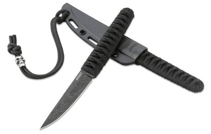 CRKT 2367 Obake 3.64" Fixed Plain Acid Etched Gray TiCN 8Cr14MoV SS Blade/ Black Nylon Cord Wrapped Stainless Steel Handle Includes Sheath