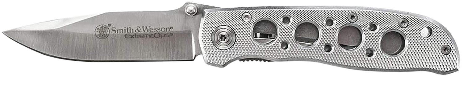 Smith & Wesson Knives CK105HCP Extreme Ops 3.22" Folding Drop Point Plain 7Cr15MoV SS Blade Aluminum Handle Includes Pocket Clip