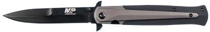 Smith & Wesson Knives 1085899 M&P Tactical Stiletto 4" Folding Spear Point Plain Stainless Steel Blade FRN Black/FDE Includes Pocket Clip