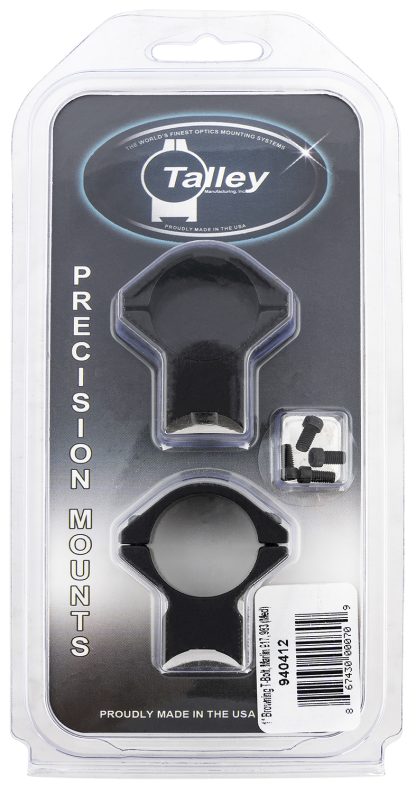 Talley 940412 Scope Mount/Ring Combo  Black Anodized Aluminum 1" Tube Browning T-Bolt Medium Rings 0 MOA