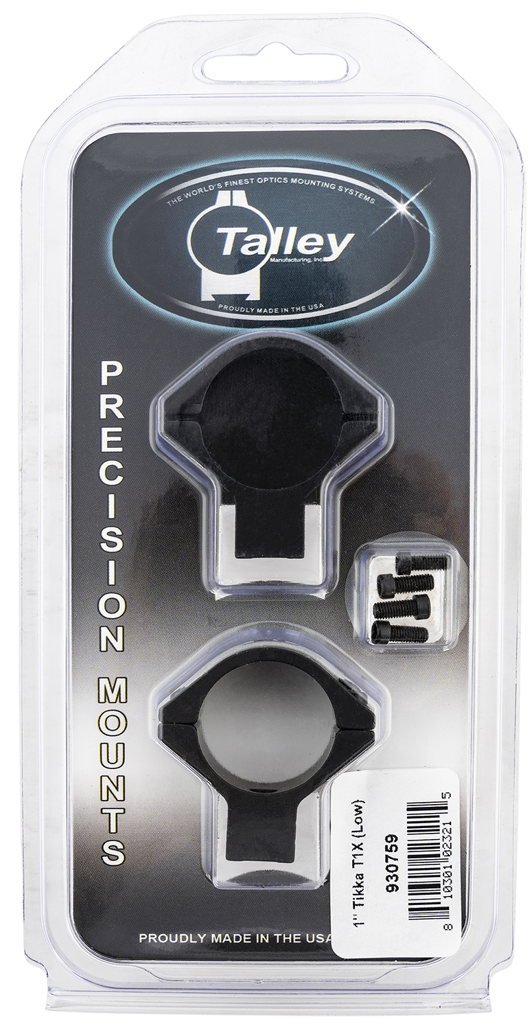 Talley 930759 Scope Mount/Ring Combo Black Anodized Aluminum 1" Tube Tikka T1/T1X Low Rings 0 MOA