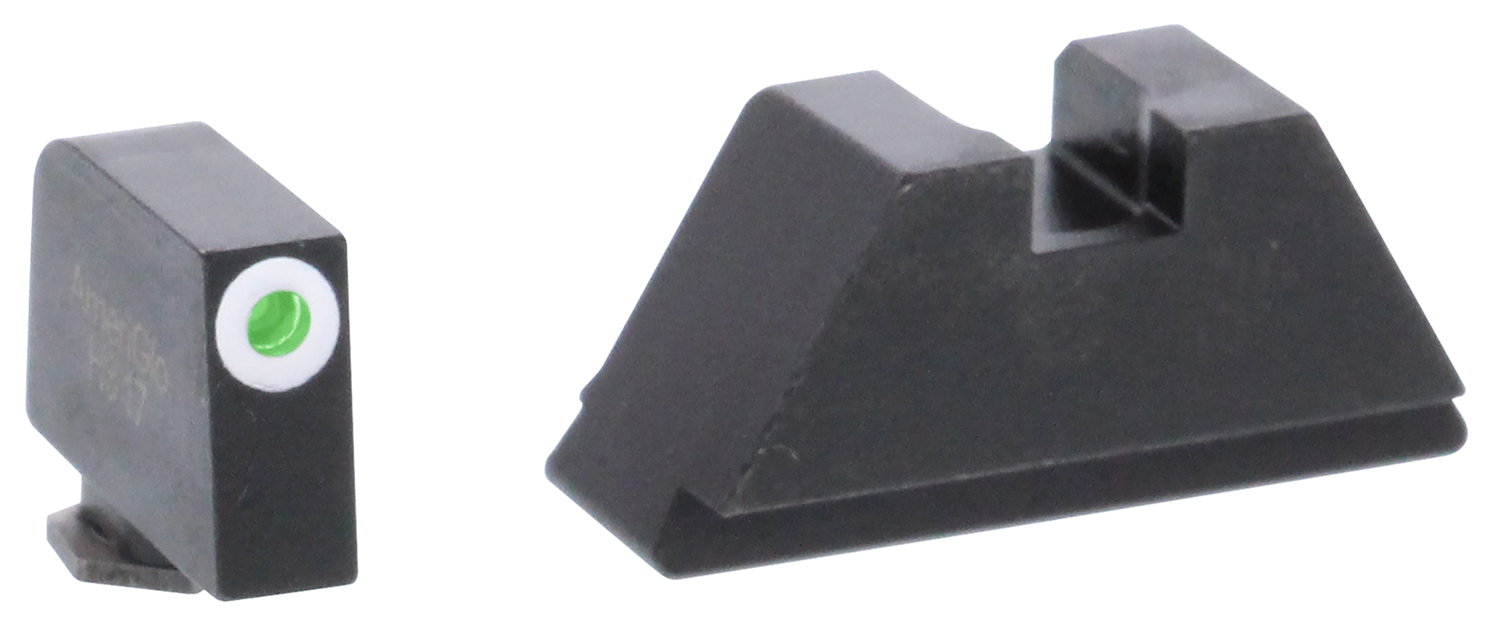 AmeriGlo GL411 Optic Compatible Sight Set for Glock XL Tall Green Tritium White Outline Front Sight-Green Tritium Black Rear Sight