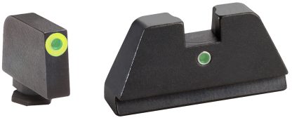 AmeriGlo GL391 Optic Compatible Sight Set for Glock  XL Tall Green Tritium LumiGreen Outline Front Sight-Green Tritium  Rear Sight