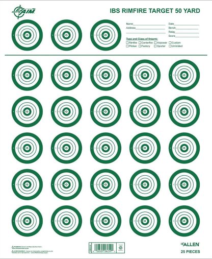 EZ-Aim 15582 Official IBS  Rimfire Target  Non-Adhesive White/Green 25 Pack