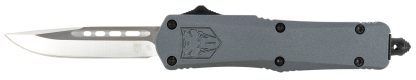CobraTec Knives SGYFS3DNS FS-3  Small 2.75" OTF Plain D2 Steel Blade/Gray Aluminum Handle Features Glass Breaker Includes Pocket Clip