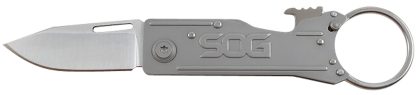 S.O.G SOG-KT1001-C KeyTron  1.80" Folding Plain Clip Point Grey 5Cr13MoV SS Blade/ Grey Stainless Steel Handle