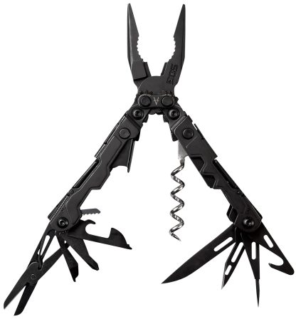 S.O.G SOGPL1002CP PowerLitre Black Hardcoat Anodized 5Cr15MoV Stainless Steel 5" Long Features 19 Tools
