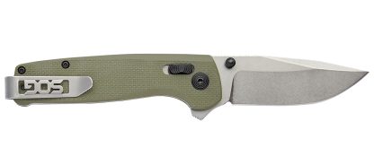 S.O.G SOGTM1022CP Terminus XR 2.95" Folding Plain Clip Point Stone Washed D2 Steel Blade/Olive Drab Textured G10 Handle