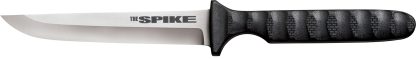 Cold Steel CS-53NCC Spike  4" Fixed Drop Point Plain Cryo 4116 SS Blade/Black Scalloped Griv-Ex Handle Includes Bead Chain Lanyard/Sheath
