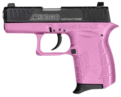 Diamondback DB0100E112 DB380 Gen4 Micro-Compact Frame 380 ACP 6+1, 2.80" Stainless Steel Barrel, Nickel Boron Serrated Stainless Steel Slide, Pink Polymer Frame w/Beavertail & Grip