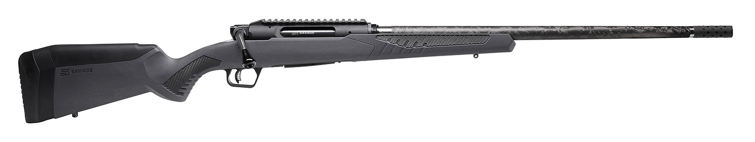 Savage Arms 57899 Impulse Mountain Hunter 30-06 Springfield 4+1 22" Carbon Fiber Threaded Barrel, Black Aluminum Receiver w/Picatinny Rail, Gray AccuStock Synthetic Stock, Ambidextrous