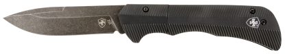 Templar Knife AAABK321 Auto Assist  3.50" Folding Drop Point Plain Black Oxide Stonewashed D2 Steel Blade, 4.25" Aluminum Handle