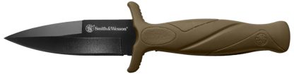 Smith & Wesson Knives 1100073 H.R.T. Flase Edge 2.75" Fixed Plain Black Oxide Stainless Steel Blade Flat Dark Earth Rubber Handle Includes Sheath