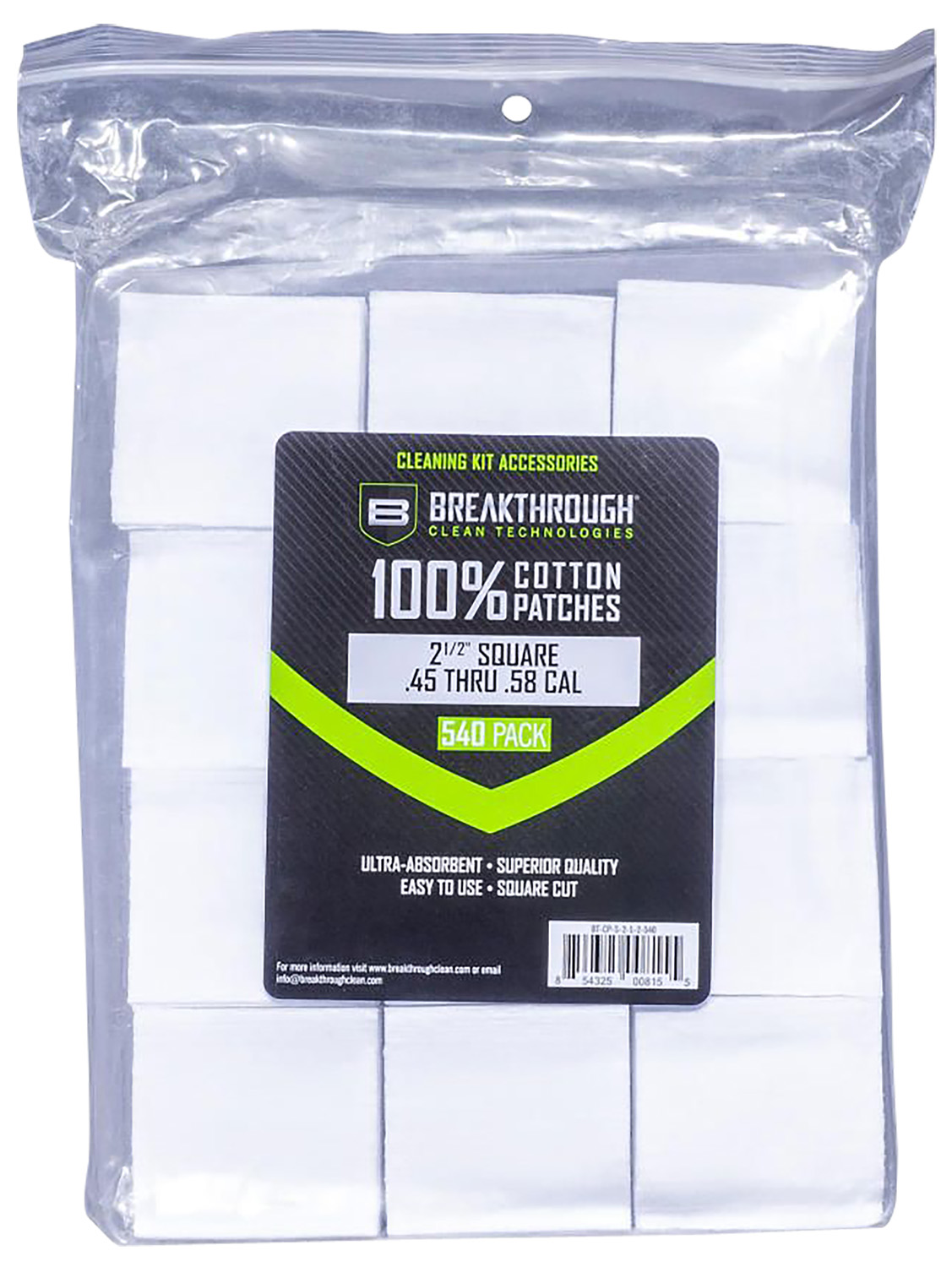 Breakthrough Clean BTCPS212540 Square Patches 45/54 Cal 540 pieces