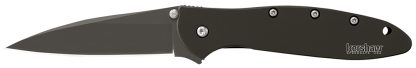 Kershaw 1660CKT Leek  3" Folding Modified Drop Point Plain Black DLC 14C28N Steel Blade Black DLC 410 Stainless Steel Handle Includes Pocket Clip