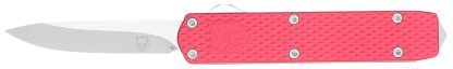 CobraTec Knives MNRDMGEN2DNS Mini Mamba Gen II 2.25" OTF Plain Stonewashed D2 Steel Blade, 3.38" Red Textured Anodized Aluminum Handle, Features Glass Breaker, Includes Pocket Clip