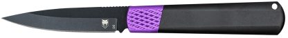 CobraTec Knives CTWOLVERINEBLK Gideon  3" Folding Plain Black Stonewashed D2 Steel Blade, 4.25" Black/Purple Aluminum Handle