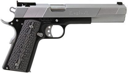 Iver Johnson Arms EAGLEXL10TT Eagle Deluxe 10mm Auto 8+1 6" Steel Barrel, Hard Chrome Serrated Steel Slide, Matte Black Steel Frame w/Beavertail, Black/Gray G10 Grip