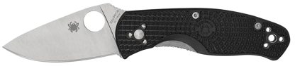 Spyderco C136PBK Persistence Lightweight 2.75" Folding Plain Satin 8Cr13MoV SS Blade, Black Bi-Directional Texturing FRN Handle