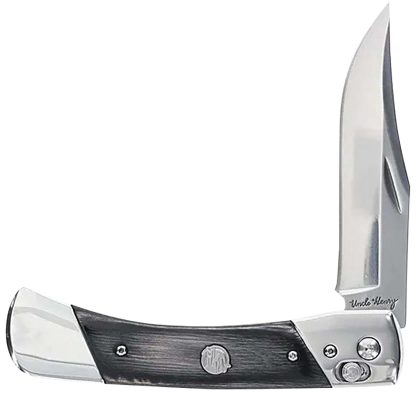 Uncle Henry 1222013 Bear Paw 3.80" Folding Plain 7Cr17MoV SS Blade, Black/SS Wood Laminate Handle