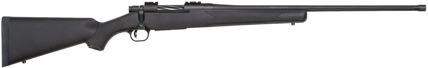 Mossberg 28243 Patriot Full Size 6.5 PRC 4+1 24" Matte Blued Fluted Threaded Barrel, Drilled & Tapped Matte Blued Stainless Steel Receiver, Black Fixed Synthetic Stock