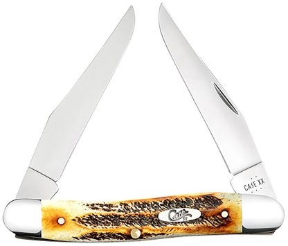 Case 65346 Muskrat  2.90" Folding Clip Point Plain Polished Tru-Sharp SS Blade, Burnt Dark Amber 6.5 BoneStag Handle