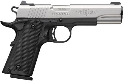Browning 051118492 1911 Black Label Full Size 380 ACP 8+1 4.25" Stainless Steel Barrel, Satin Stainless Steel Serrated Slide, Matte Black Polymer Frame, Black Polymer Grip
