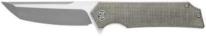 Sig Sauer Knives TS8SG Tsuru  3.30" Folding Tanto Plain Satin 154CM SS Blade, 4.20" Green Canvas Micarta Handle