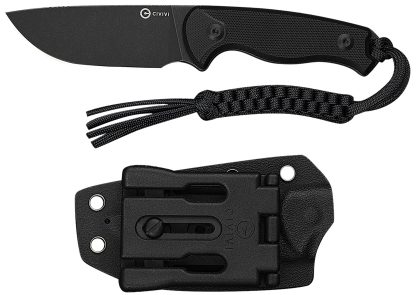 Civivi Knives C23094-1 Timberbark  3.20" Fixed Drop Point Plain Black Stonewashed 14C28N Steel Blade, 3.69" Black Textured G10 Handle