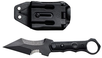 Civivi Knives C20037B-1 Orthrus  3.76" Fixed Karambit/Straight Black Stonewashed Nitro-V Steel Blade, 4.30" Black w/Finger Ring G10 Handle