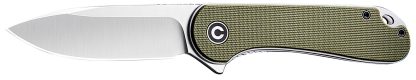 Civivi Knives C907E Elementum  2.96" Folding Plain Satin D2 Steel Blade, 4.03" Green Textured G10 Handle