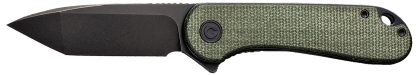 Civivi Knives C907T-E Elementum  2.96" Folding Tanto Plain Black Stonewashed D2 Steel Blade, 4.03" Green Textured Micarta Handle