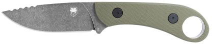 CobraTec Knives SD2DNSODGGEN2 Skinner Gen II 3.50" Fixed Plain Stonewashed D2 Steel Blade, 4.31" OD Green Textured G10 Scales Handle w/Finger Ring