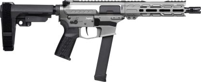 CMMG 99A520FTNG Banshee FE MkGs 9mm Luger 33+1 8" Black Nitride Threaded Barrel, M-LOK Handguard, Tungsten Cerakote Aluminum Receiver w/Picatinny Rail, Black Polymer CMMG RipBrace, CMMG Zeroed Grip