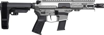 CMMG 45A150FTNG Banshee FE MkG 45 ACP 13+1 5" Black Nitride Threaded Barrel, M-LOK Handguard, Titanium Cerakote Aluminum Receiver w/Picatinny Rail, Black Polymer CMMG RipBrace, CMMG Zeroed Grip