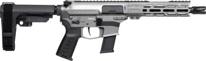 CMMG 45A890FTNG Banshee FE MkG 45 ACP 13+1 8" Black Nitride Threaded Barrel, M-LOK Handguard, Titanium Cerakote Aluminum Receiver w/Picatinny Rail, Black Polymer CMMG RipBrace, CMMG Zeroed Grip