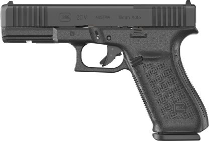 Glock UV2050201MOS G20 V MOS Standard 10mm Auto 10+1 4.61" Black Barrel, Black nDLC Steel Optic Ready/Serrated Slide, Black Polymer Frame w/Accessory Rail, Interchangeable Backstrap, Ambidextrous