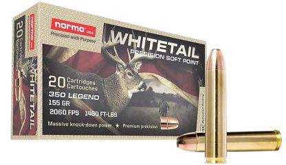 Norma Ammunition 603404704 Whitetail  350Legend 155gr Soft Point 20 Per Box/10 Case
