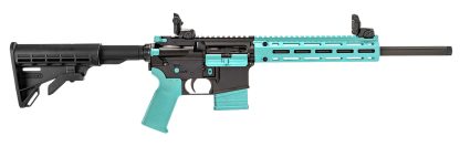 Tippmann Arms A101334 M4-22 LTE 22 LR 10+1 16" Black Parkerized Threaded Barrel, Matte Black Aluminum Receiver w/Picatinny Rail, Robin Egg Blue M-LOK Handguard, Composite Forend, Black Polymer Stock,