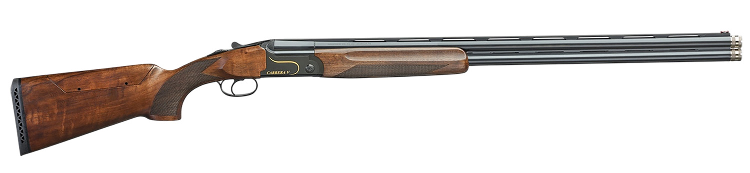 F.A.I.R. FRCRRAV1232 Carrera V 12 Gauge Break Open 3" 2rd 32" Black Over/Under Vent Rib Barrel, Black w/Gold Inlay Receiver, Walnut w/Adj Comb Stock, TechniChoke XP70 Choke System